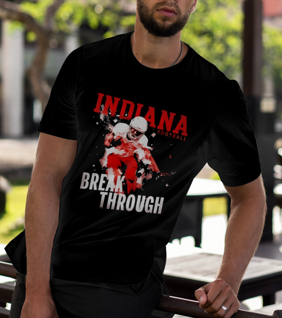 Indiana Hoosiers Football Break Through Bold Red Team Spirit T-Shirt