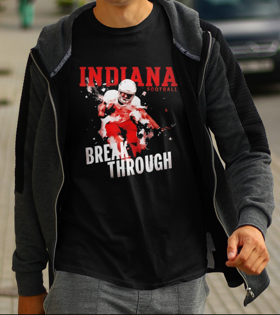 Indiana Hoosiers Football Break Through Bold Red Team Spirit T-Shirt