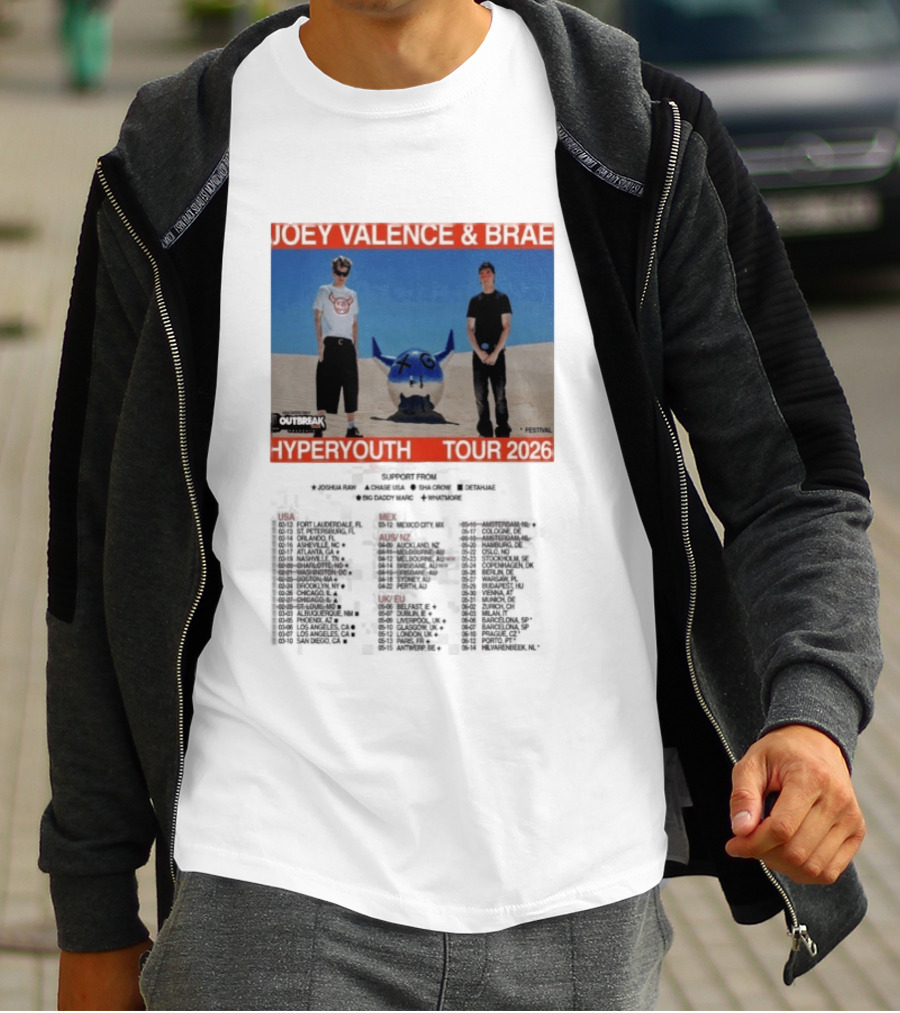 Joey Valence & Brae Hyperyouth Tour 2026 Festival Outbreak T-Shirt