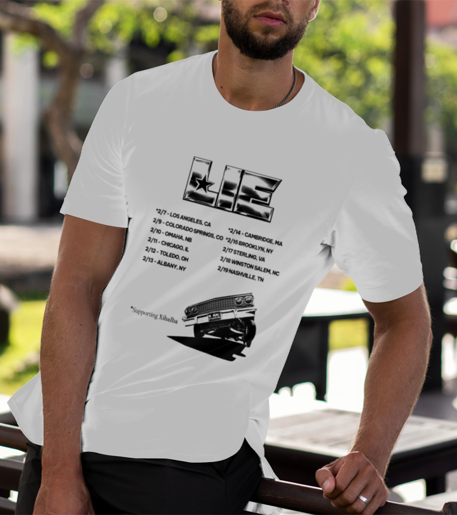 LIE Supporting Xibalba February Tour 2026 San Bernardino Mexico Anaheim New York Louisville Portland Minneapolis T-Shirt