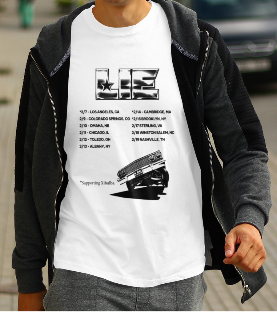 LIE Supporting Xibalba February Tour 2026 San Bernardino Mexico Anaheim New York Louisville Portland Minneapolis T-Shirt