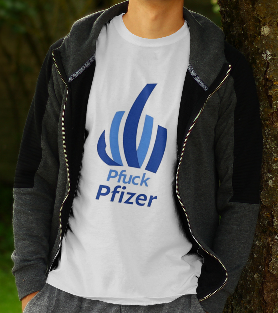 Pfuck Pfizer Middle Finger Symbol Bold Blue T-Shirt