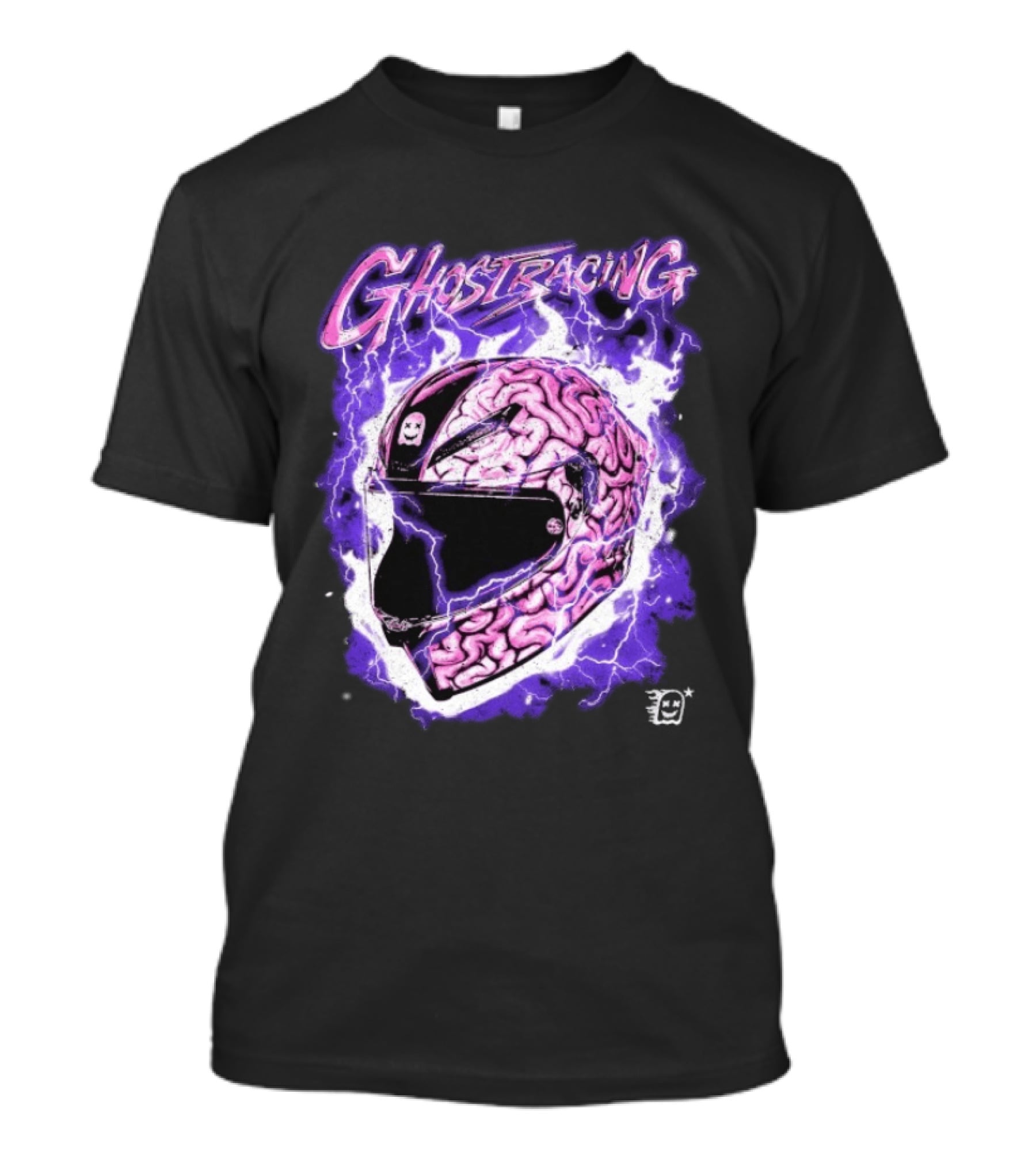 Ghost Racing Purple Brain Helmet Lightning Explosion T-Shirt