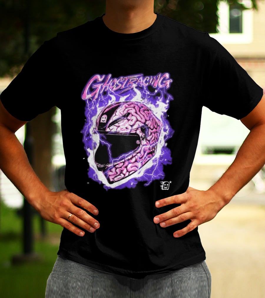 Ghost Racing Purple Brain Helmet Lightning Explosion T-Shirt