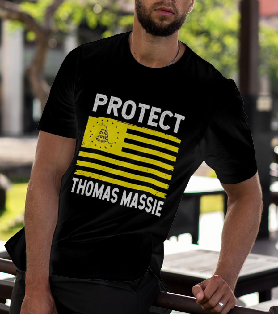 Protect Thomas Massie Gadsden Flag Yellow T-Shirt