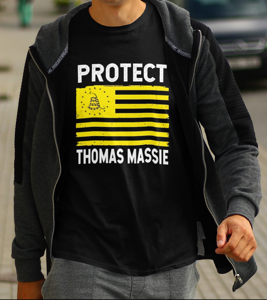 Protect Thomas Massie Gadsden Flag Yellow T-Shirt