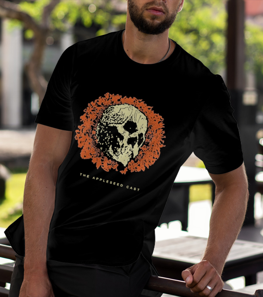 The Appleseed Cast Skull Surrounded By Vibrant Orange Flowers T-Shirt