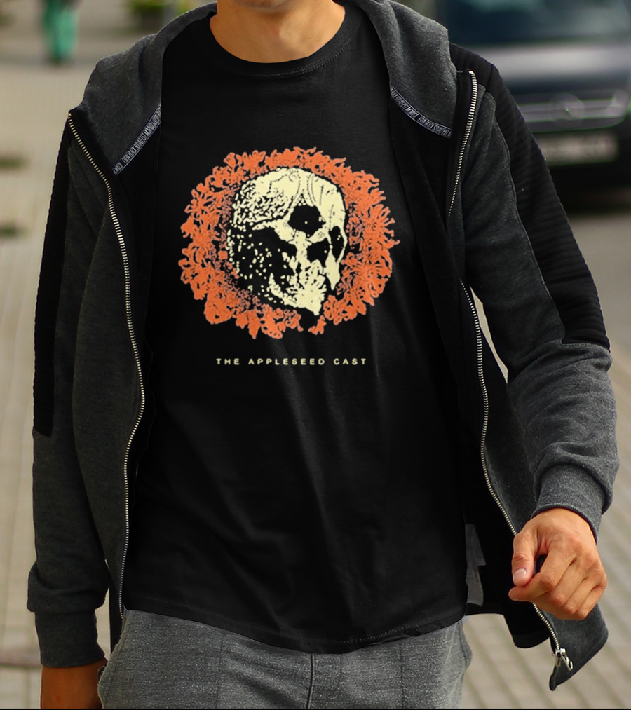 The Appleseed Cast Skull Surrounded By Vibrant Orange Flowers T-Shirt