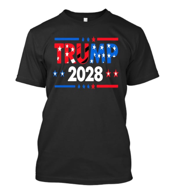 Trump 2028 Stars Stripes American Flag T-Shirt