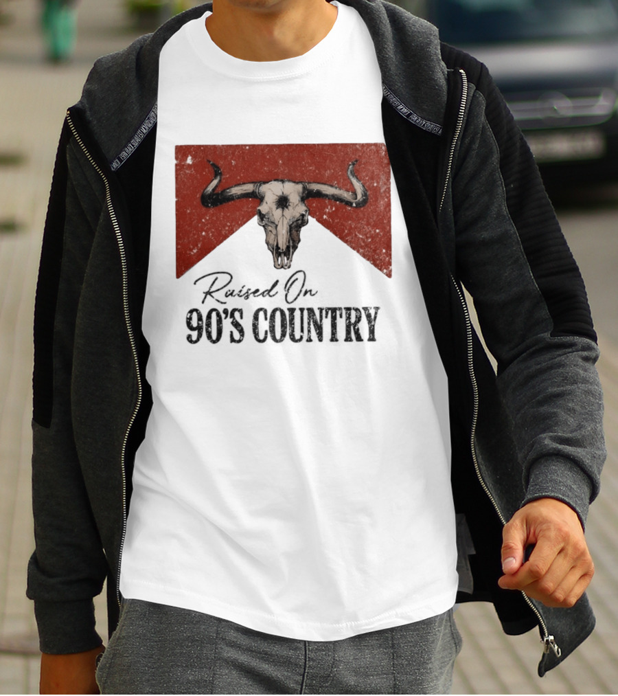 Bull Skull Marlboro Raised On 90's Country T-Shirt