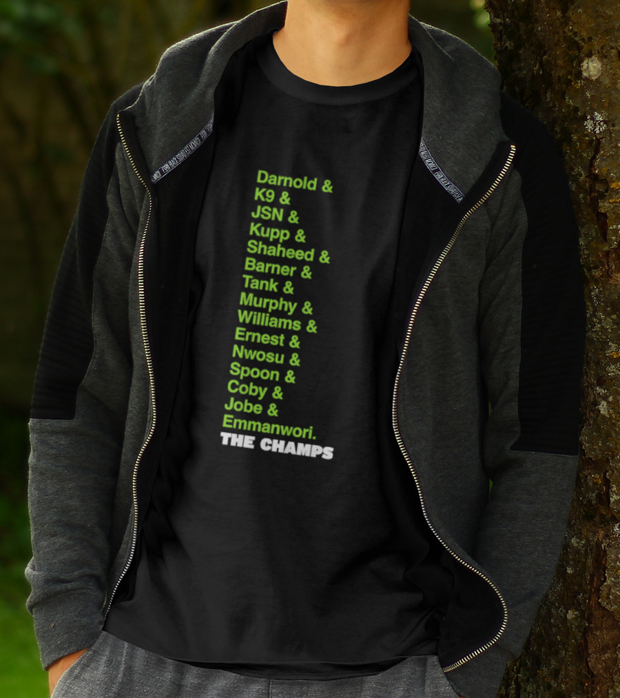 Bamold PG JSN Hugz Seattle Seahawks Champs List Bennet Murphy Williams Emanwori Football T-Shirt