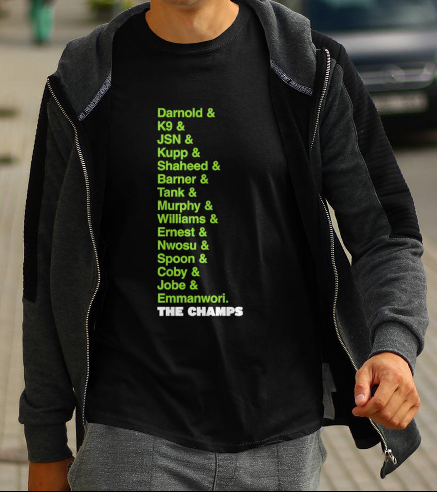 Bamold PG JSN Hugz Seattle Seahawks Champs List Bennet Murphy Williams Emanwori Football T-Shirt