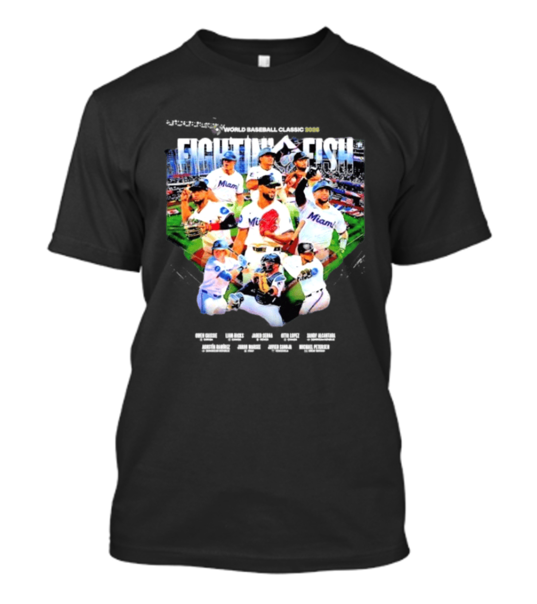 Miami Marlins Fightin' Fish World Baseball Classic 2026 Team Players T-Shirt