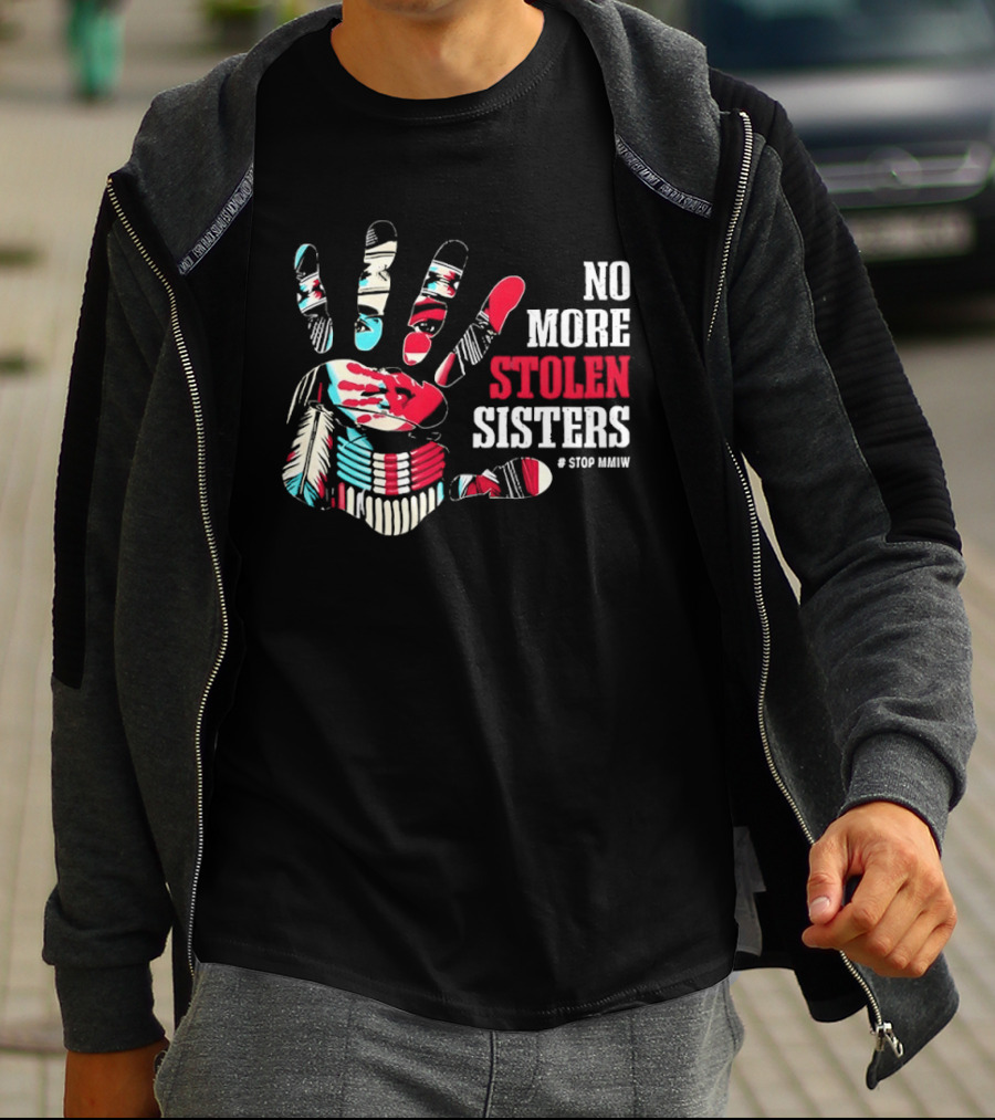 No More Stolen Sisters Awareness Handprint Stop MMIW T-Shirt