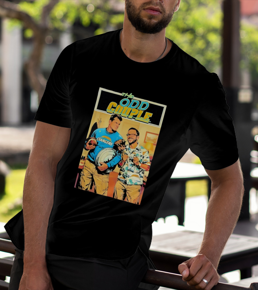 The Odd Couple Chargers Jim Harbaugh Ben Herbert Vintage Sports Comedy T-Shirt