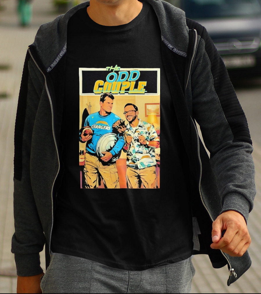 The Odd Couple Chargers Jim Harbaugh Ben Herbert Vintage Sports Comedy T-Shirt