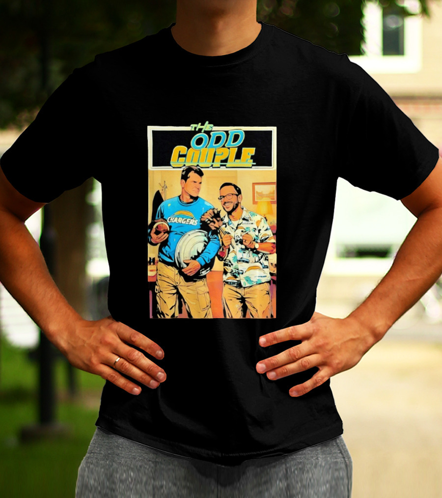 The Odd Couple Chargers Jim Harbaugh Ben Herbert Vintage Sports Comedy T-Shirt