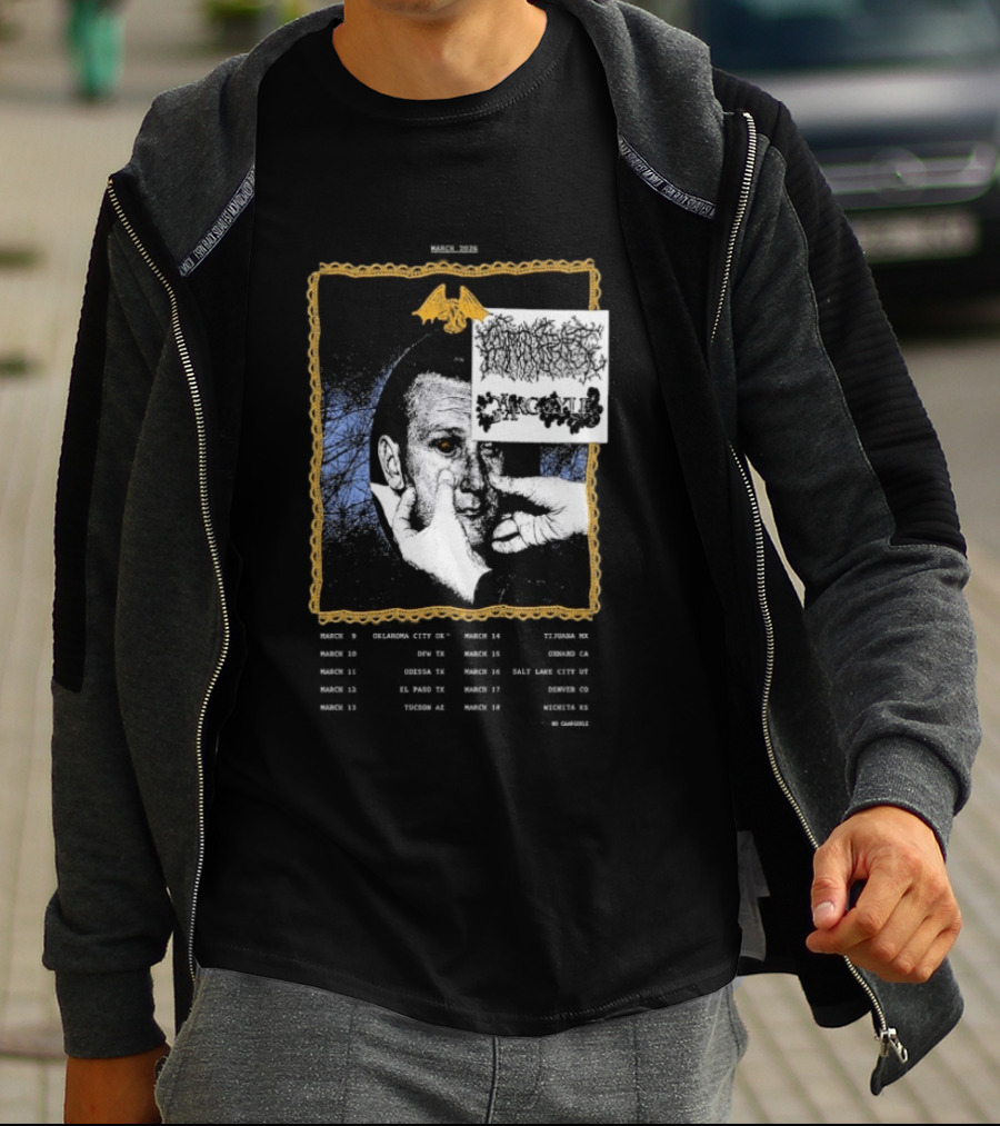 Primitive Rage Tour March 2026 Cold World Sacred Cowboys Woodchuck Hattiesburg Mississippi T-Shirt