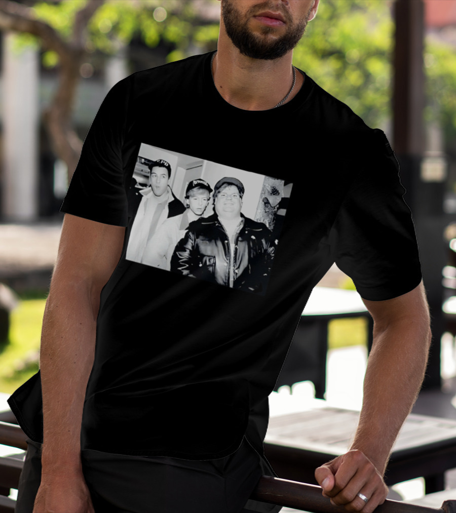Adam Sandler Chris Farley David Spade NYPD Chicago Black And White Photo T-Shirt