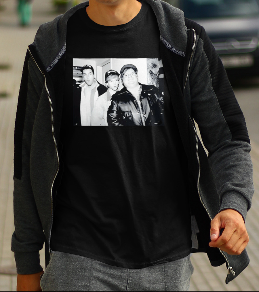Adam Sandler Chris Farley David Spade NYPD Chicago Black And White Photo T-Shirt