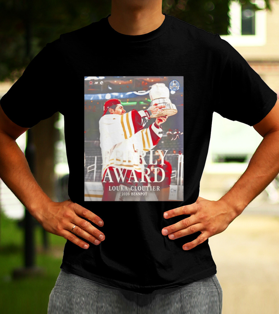 Eberly Award Louka Cloutier 2026 Beanpot Champion Boston College Hockey T-Shirt
