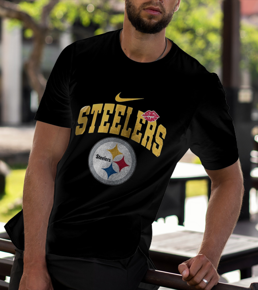 Pittsburgh Steelers Nike Makeup Artist Logo With Lip Print T-Shirt