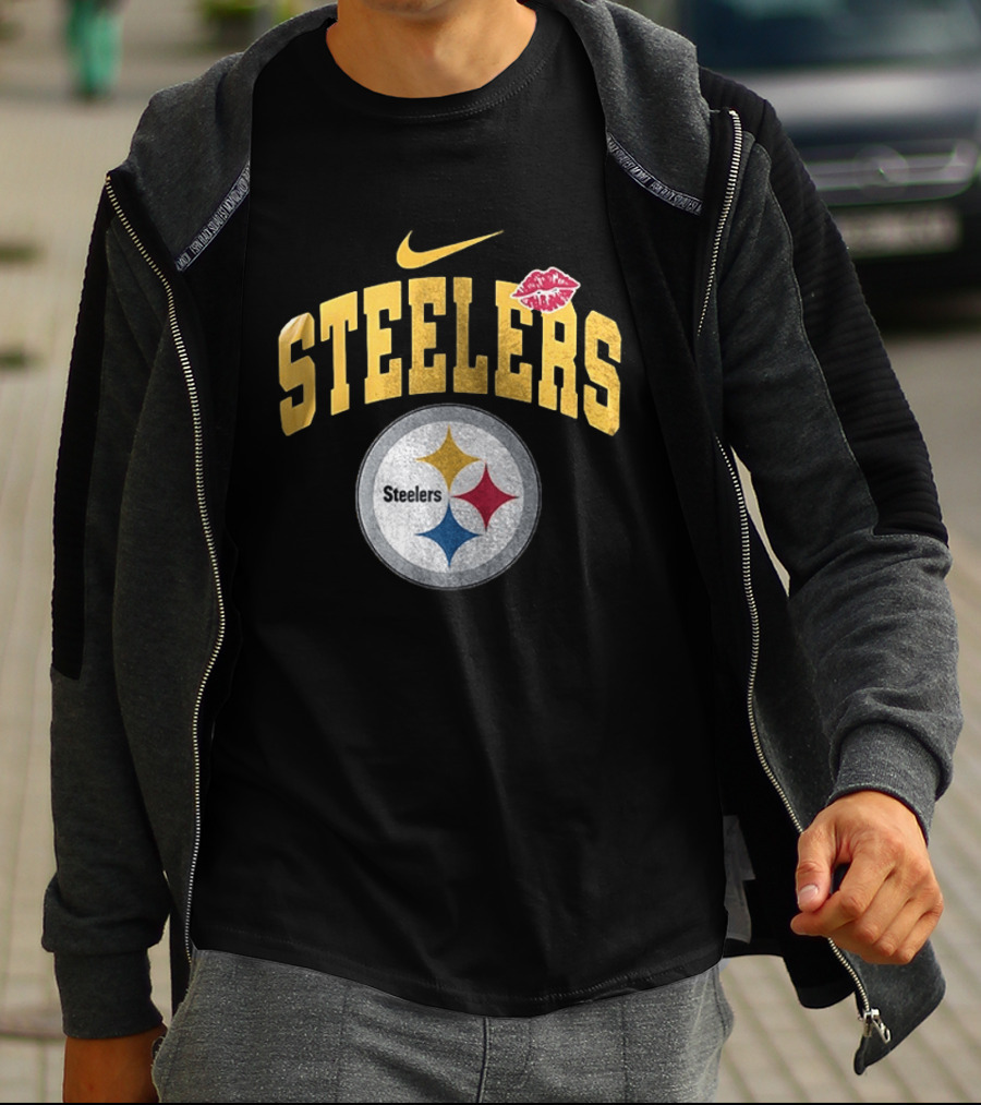 Pittsburgh Steelers Nike Makeup Artist Logo With Lip Print T-Shirt
