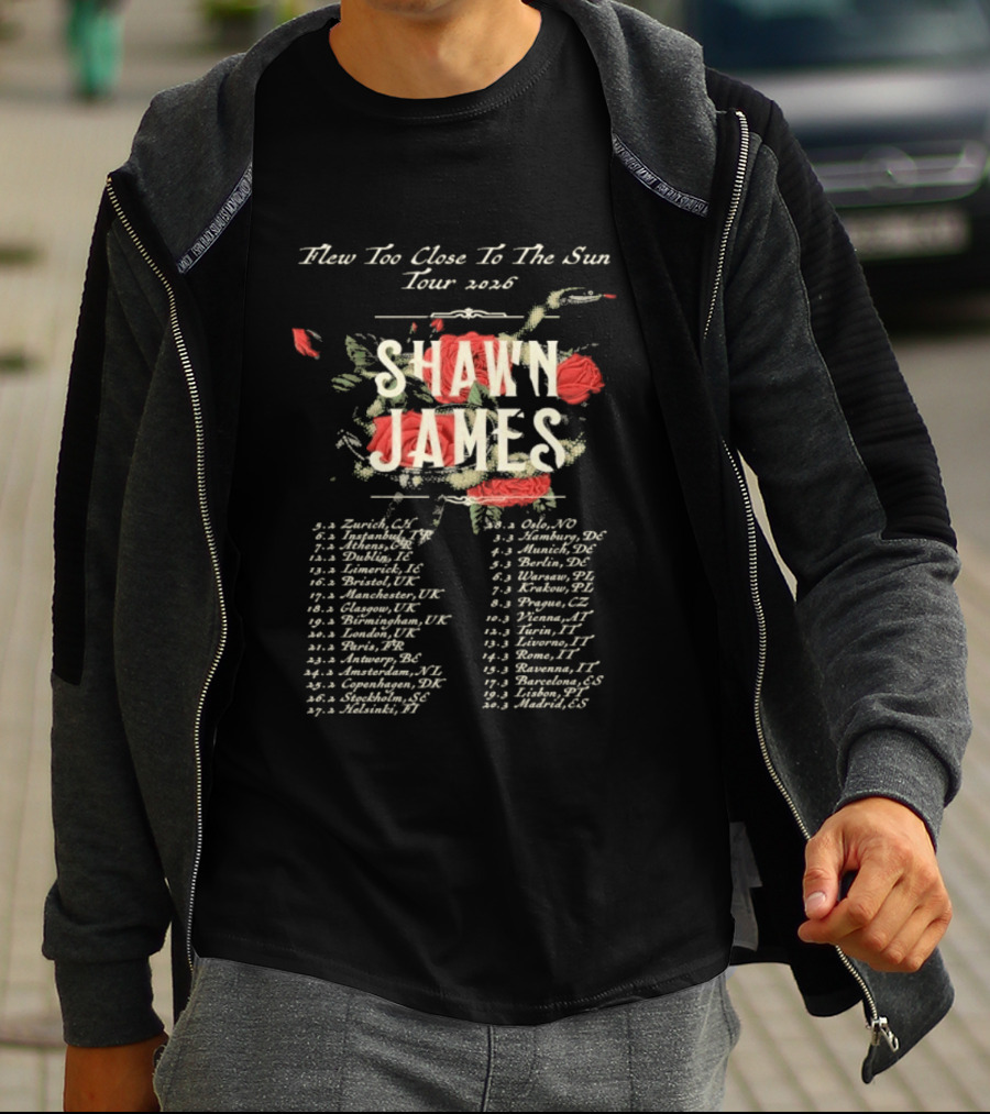 Shawn James 2026 Flew Too Close To The Sun Tour Dates T-Shirt