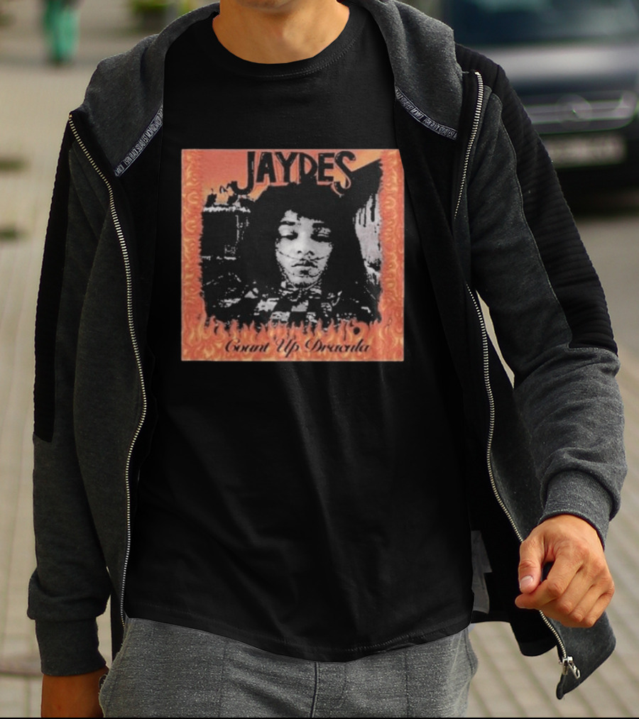 Jaydes Count Up Dracula Vintage Gothic Flames Checkerboard T-Shirt