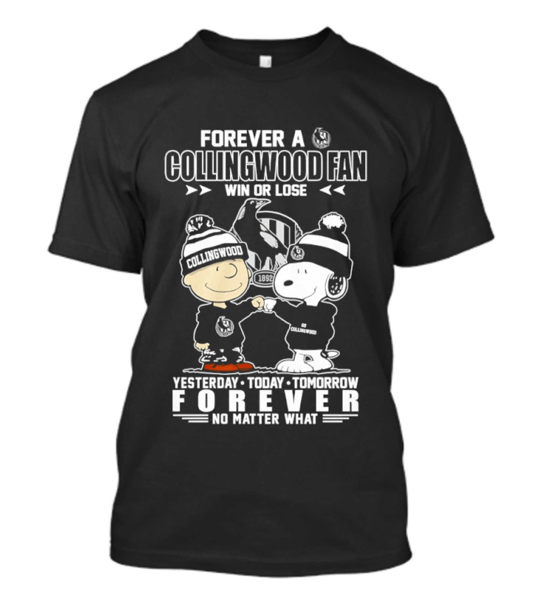 Snoopy And Charlie Brown Forever A Collingwood Fan Win Or Lose No Matter What T-Shirt