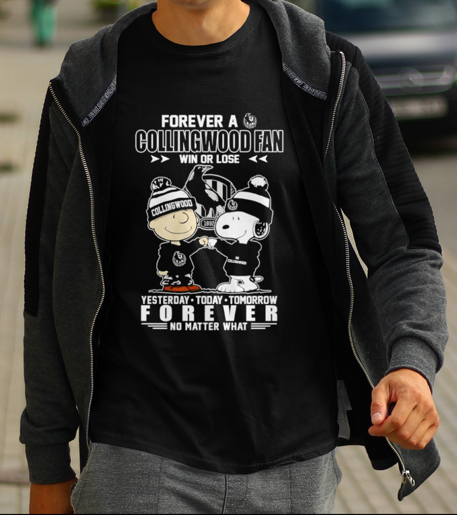 Snoopy And Charlie Brown Forever A Collingwood Fan Win Or Lose No Matter What T-Shirt