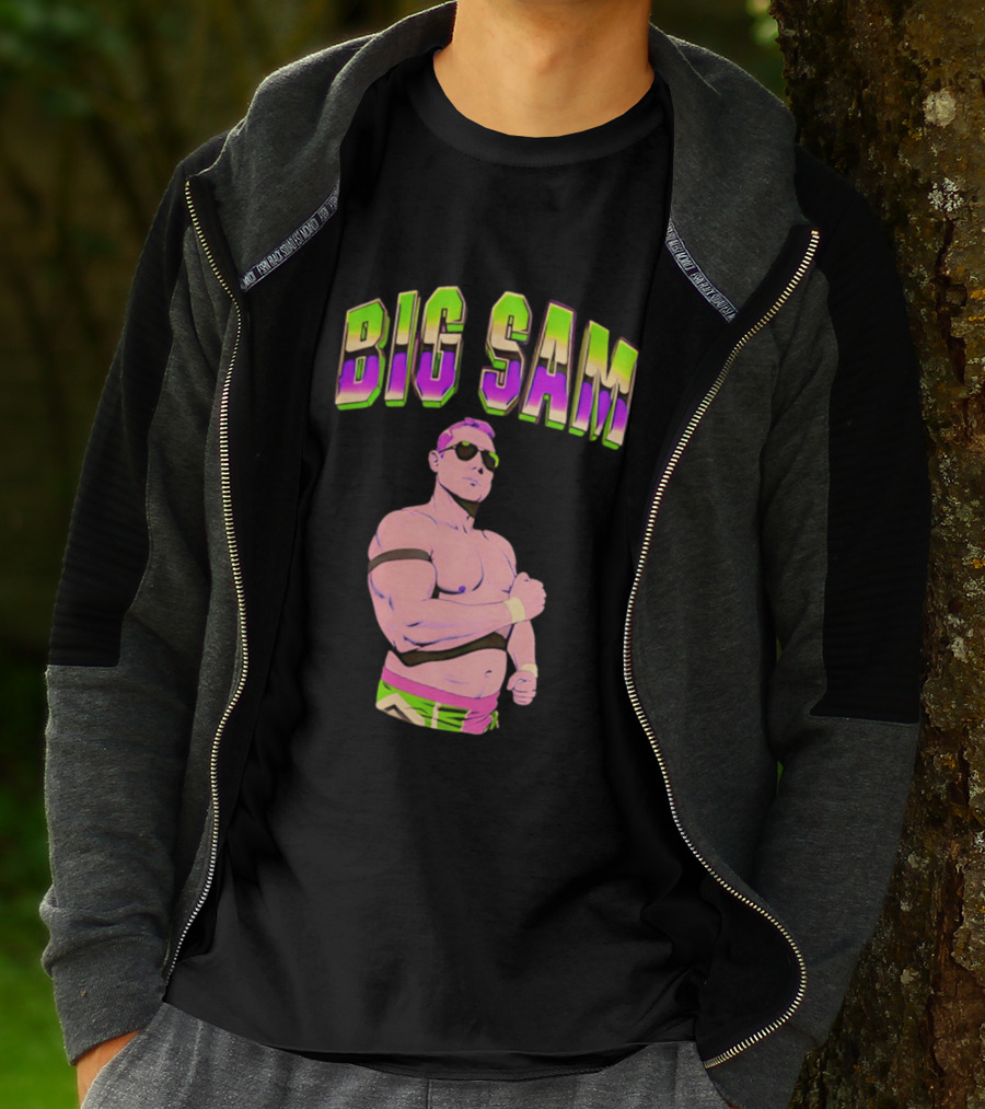 Big Sam Neon Aviators And Attitude Wrestling T-Shirt