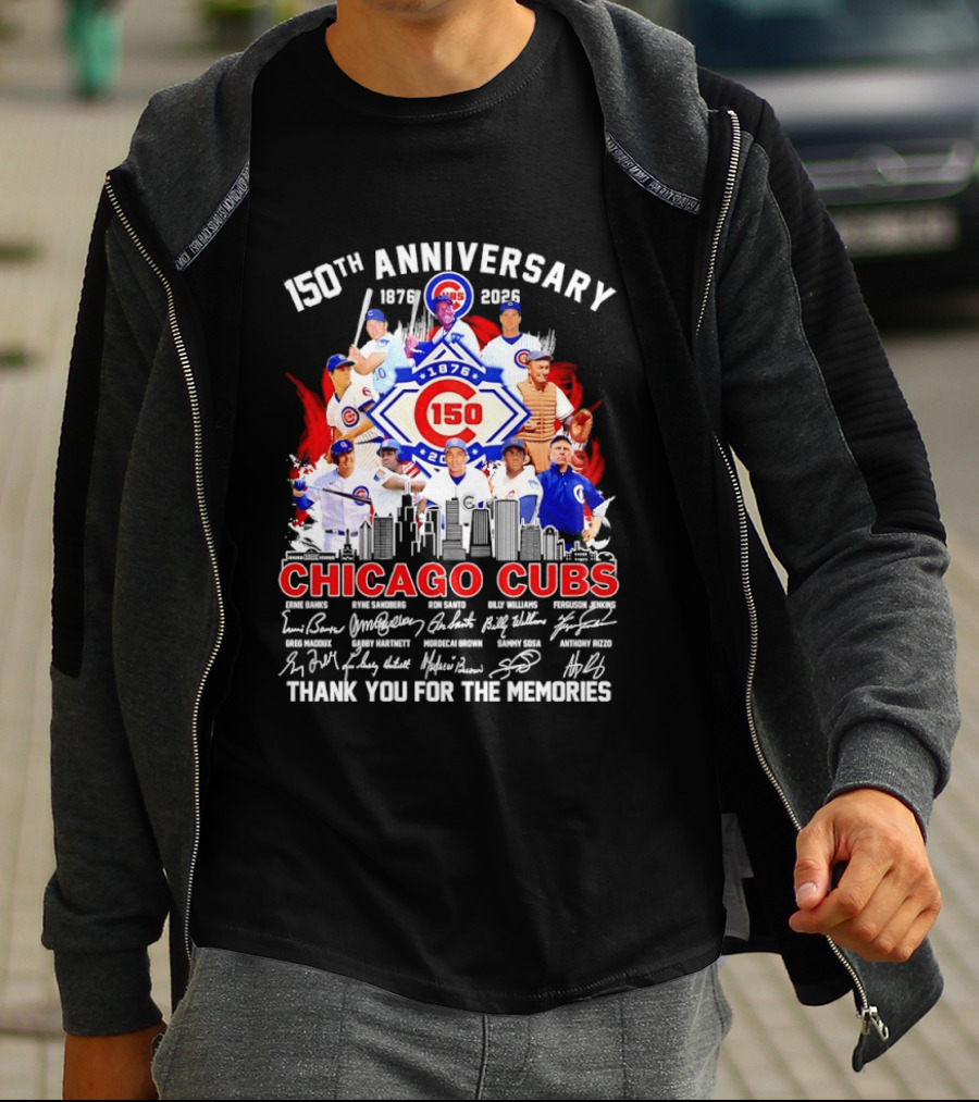 150th Anniversary Chicago Cubs 1876 2026 Skyline Thank You For The Memories T-Shirt