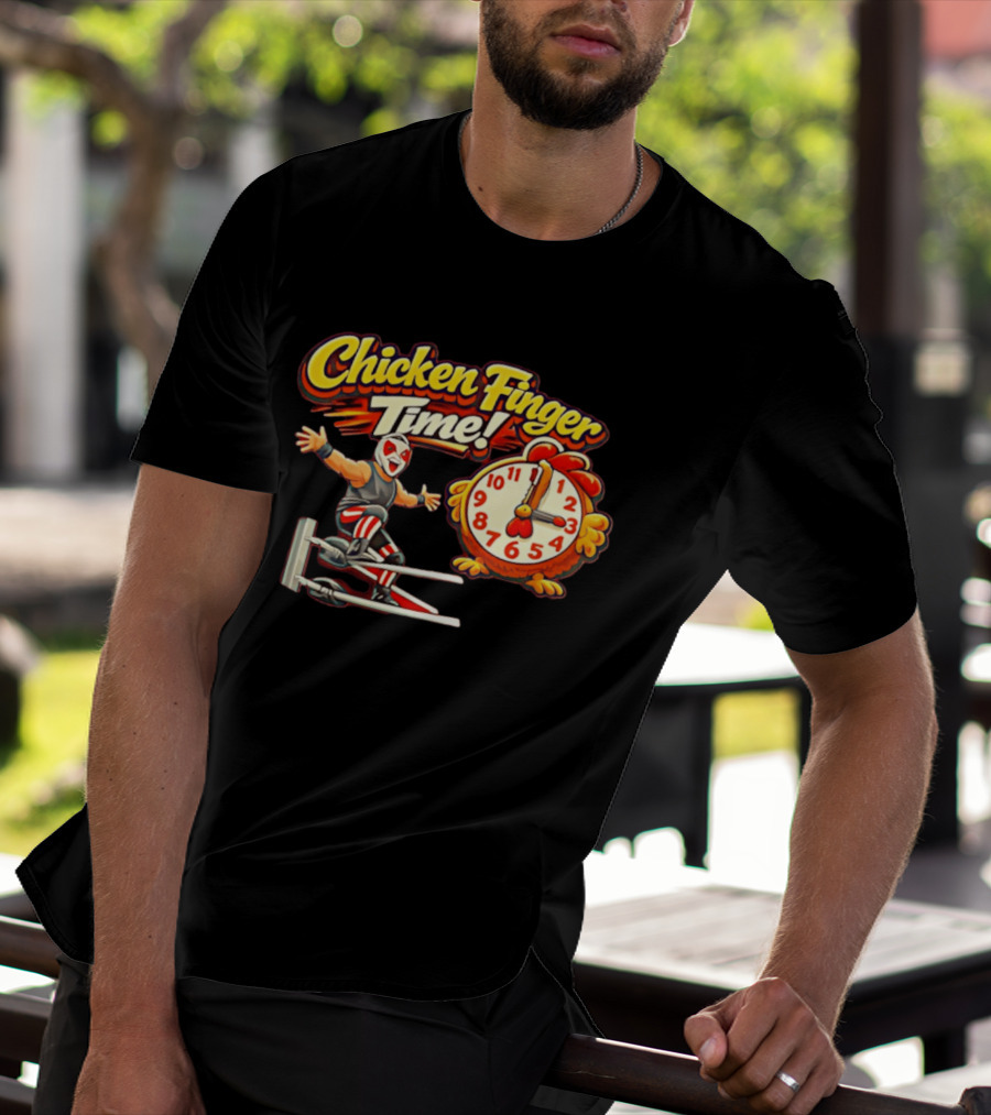 Chicken Finger Time Luchador Cartoon With Chicken T-Shirt