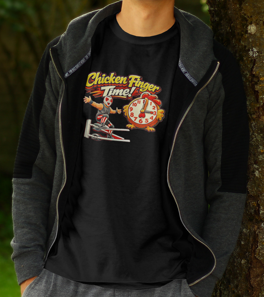 Chicken Finger Time Luchador Cartoon With Chicken T-Shirt