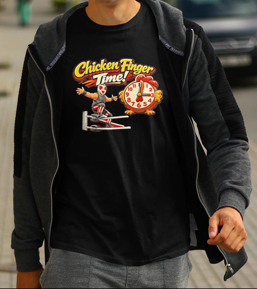 Chicken Finger Time Luchador Cartoon With Chicken T-Shirt