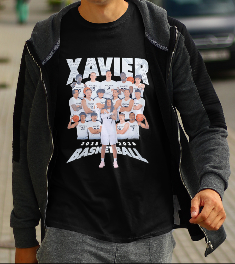 Xavier Men's Basketball 2025 2026 Team Player Roster Collage T-Shirt