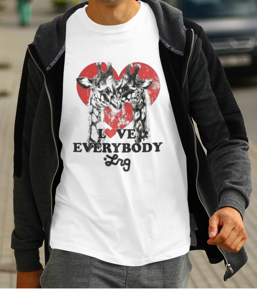 L R G Love Everybody Red Heart Giraffes T-Shirt