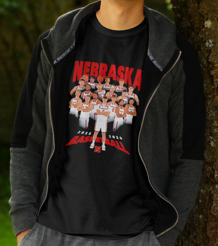 Nebraska 2025 2026 Basketball Team Collage T-Shirt
