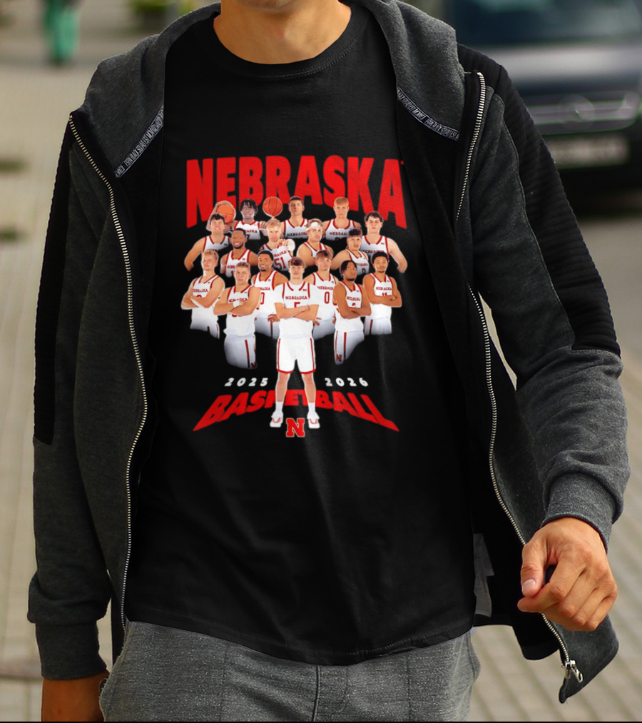 Nebraska 2025 2026 Basketball Team Collage T-Shirt