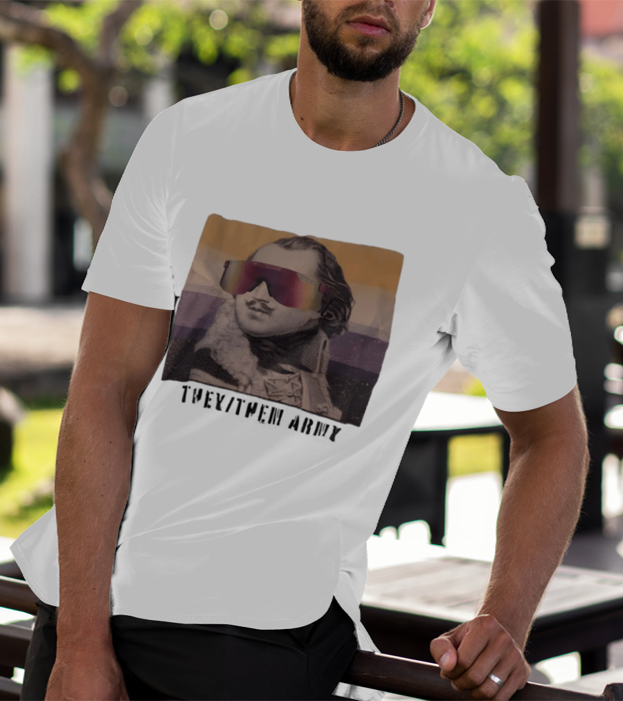 They Them Army Historical Figure Portrait With Sunglasses T-Shirt