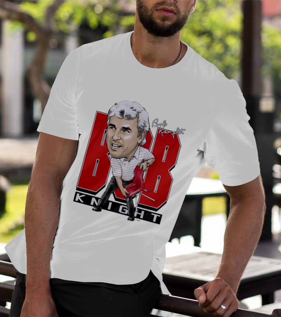 Bob Knight Chair Throw Caricature Signature Red Chair T-Shirt