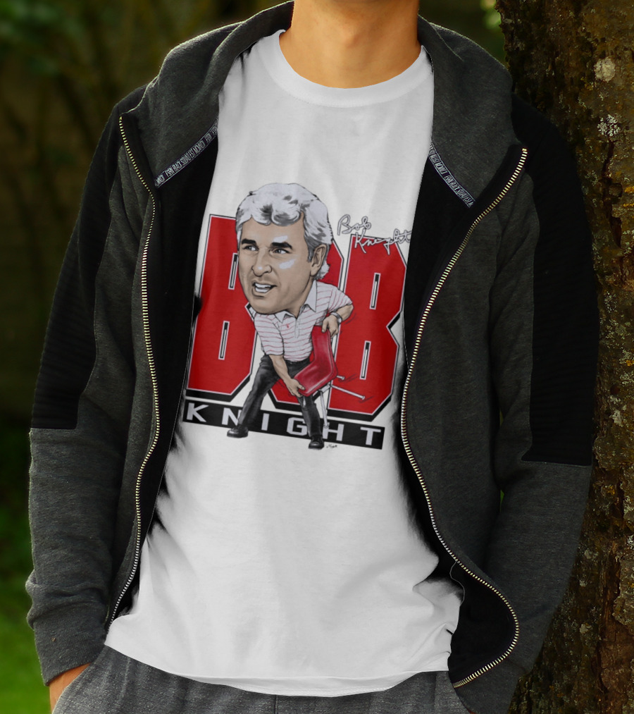 Bob Knight Chair Throw Caricature Signature Red Chair T-Shirt