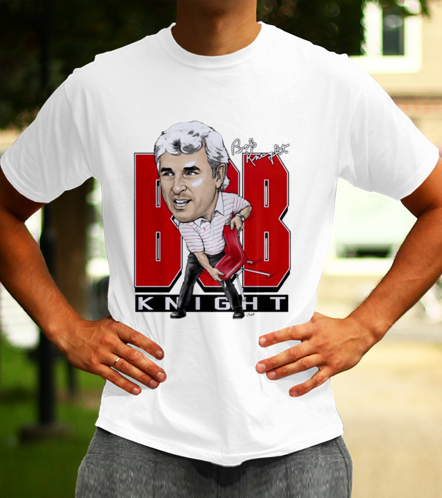 Bob Knight Chair Throw Caricature Signature Red Chair T-Shirt
