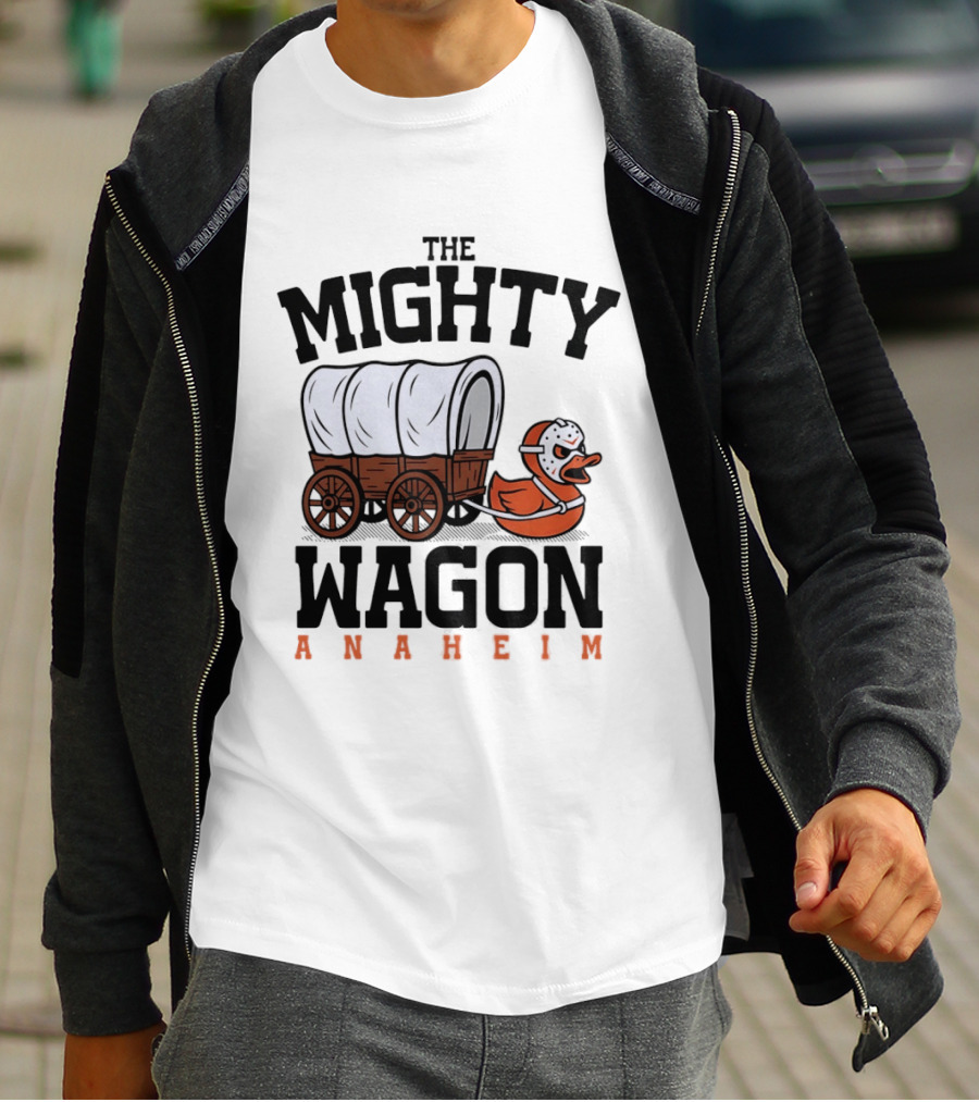 The Mighty Wagon Anaheim Ducks Hockey Cart Duck T-Shirt