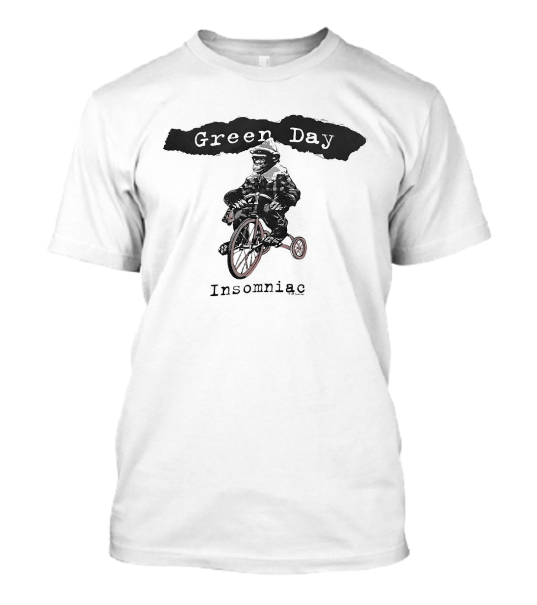 Green Day Insomniac Monkey Riding Bicycle T-Shirt