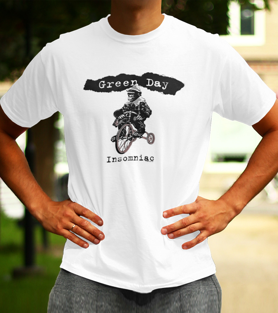 Green Day Insomniac Monkey Riding Bicycle T-Shirt