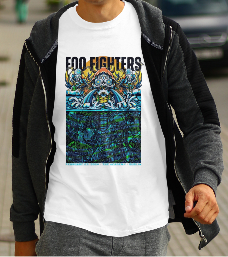 Foo Fighters Dublin 2026 Concert February 23 The Academy Venue Underwater Skeleton T-Shirt