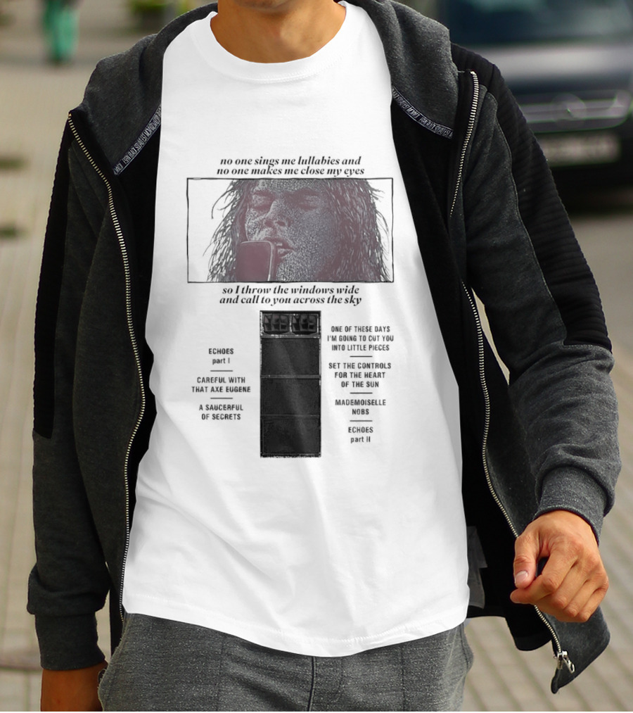 Pink Floyd Song Lyrics No One Sings Me Lullabies And No One Makes Me Close My Eyes Ravens Parable T-Shirt