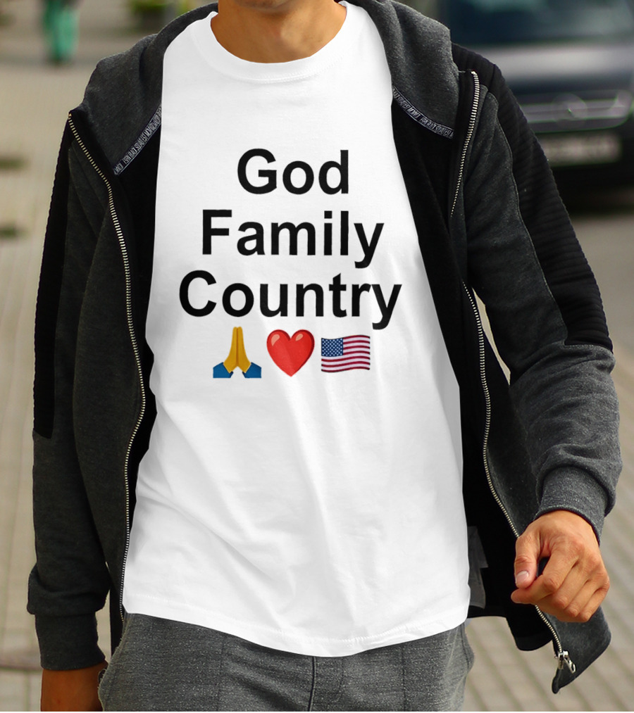 God Family Country Praying Hands Heart USA Flag T-Shirt